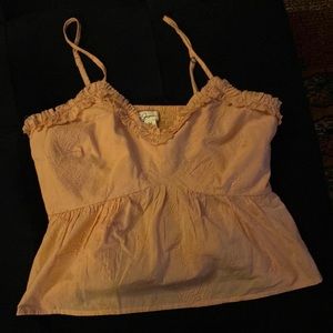 Embroidered Peach-colored spaghetti strap tank top